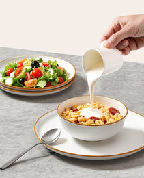 12 PCS Dinnerware Set Ceramic Plates And Bowls Sets Service For 4 White