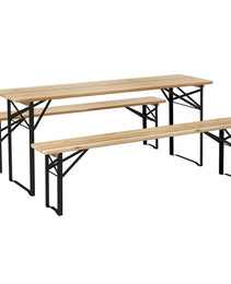 6' Portable Picnic Table and Bench Set, Outdoor Wooden Folding Camping Dining Table Set for Patio Garden Outdoor Activities
