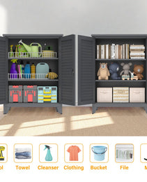 47'' Tall Metal Tool Storage Cabinet, With Ample Storage Space For Garage,Warehouse,Garden,Office, Living Room,Bathroom,Utility Room Slate