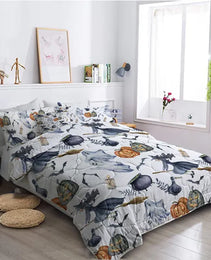 8pcs Halloween Comforter Set, Witch Pattern Bed In A Bag Bedding With Comforter Sheet Sham - 1 Comforter, 2 Pillow Shams, 1 Flat Sheet, 1 Fitted Sheet, 1 Cushion Cover, 2 Pillowcases All Season