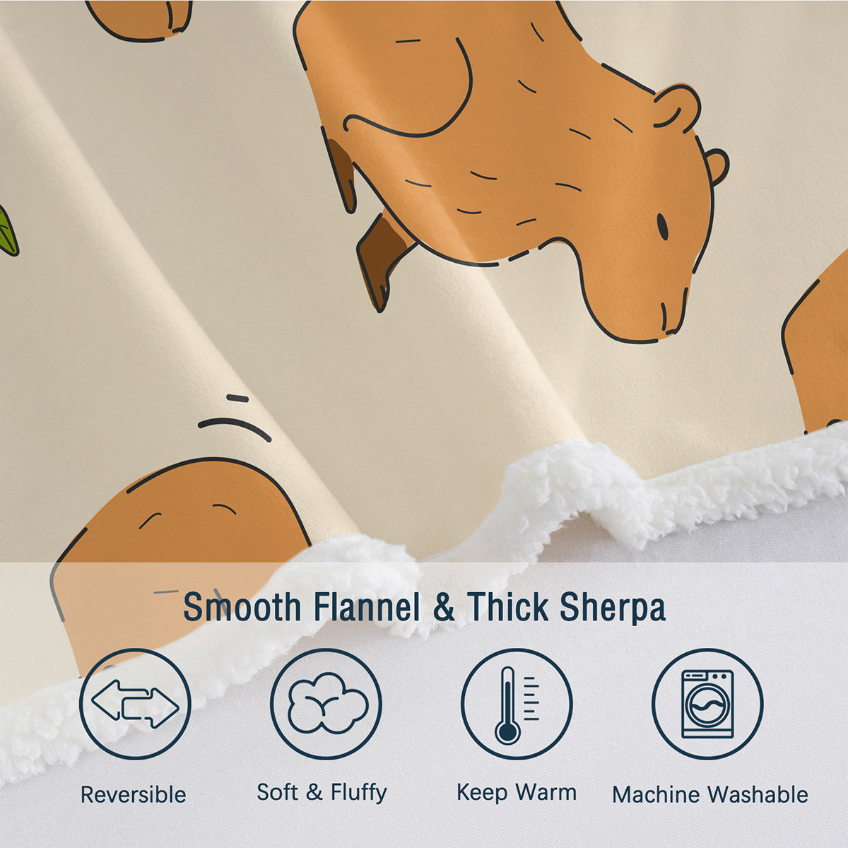 Capybaras Blanket Gift For Girls Boys Kids Animals Lovers Soft Blankets Cutes Capybara Cozy Throws, Capybaras Blanket For Couch Sofa Bedroom Camping Travel