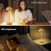 Modern Portable Cordless Table Lamp Mushroom Light Stepless Dimmable Up LED Desk Table Lamp for Perfect for Home & Restaurant