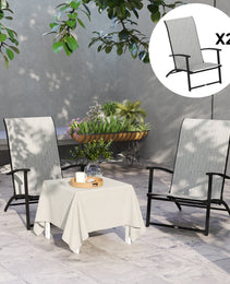 Set of 2 Outdoor Dining Chairs with High Back, Armrests, Folding Patio Chairs for Patio, Lawn, Camping, Gray
