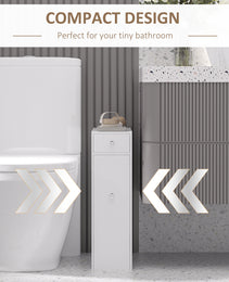 Bathroom Floor Organizer, Freestanding Space-saving Narrow Storage Cabinet, Bathtub Toilet Paper Holder With Drawers, White.