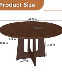 Round Dining Table For 4 - 47 Inch Farmhouse Kitchen Table  MDF Circle Table With Wood Grain Finish  300lb Weight Capacity  Easy Assembly For Dining Room  Kitchen  Living Room - Spiced Round Table