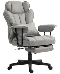 400LBS Big and Tall Office Chair, Massage Office Chair with Footrest, Lumbar Support and Reclining Function, Gray