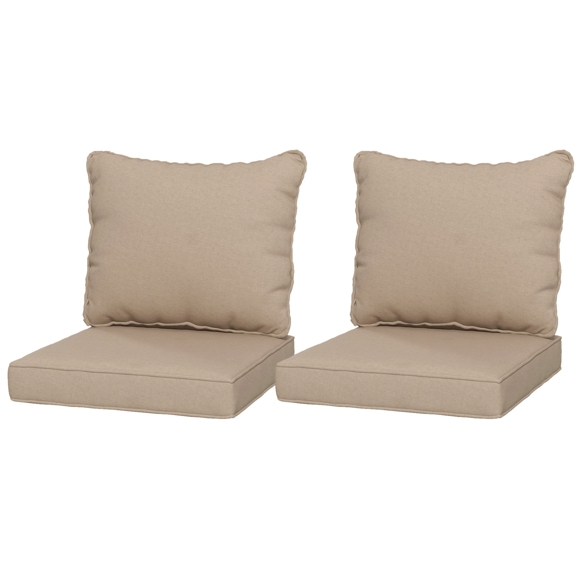 4 Patio Chair Cushions with Seat & Backrest, Fade Resistant Seat Replacement Cushion Set, Beige
