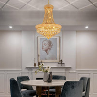 Gold Crystal Chandeliers for Dining Room，12-Lights D22 Inch