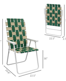Set Of 4 Patio Folding Chairs, Classic Outdoor Camping Chairs, Portable Lawn Chairs W/ Armrests, Green