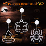 Set Of 3 Pack Halloween Window Light Spider Witch Hat Pumpkin With Orange Light Hanging Halloween Decoration Light With Suction Cup Hanging Holes - CJDS - FC