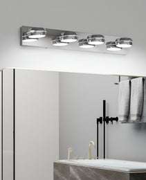 LED Vanity Lights 28in Bathroom Lights Fixtures Over Mirror 4 Light LED Lighting Fixture For Bathroom 18W Mirror Lighting Fixture Modern Bath Light Bar Chrome Bath