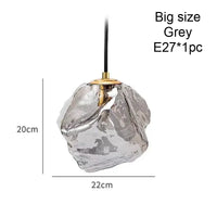 Ice Crystal Pendant Lamp Nordic Minimalism Bedside Restaurant Mirror Front Atmosphere Droplight Glass Stone Ceiling Chandelier