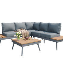 Outdoor V-Shaped 4-Piece Alum Patio Sofa Set