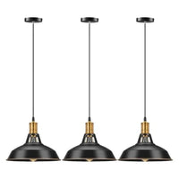 Farmhouse Style Industrial Pendant Light, Vintage Barn Hanging Pendant Lighting, Modern Pendant Lamp Fixture 3 Pack, Oil Rubbed