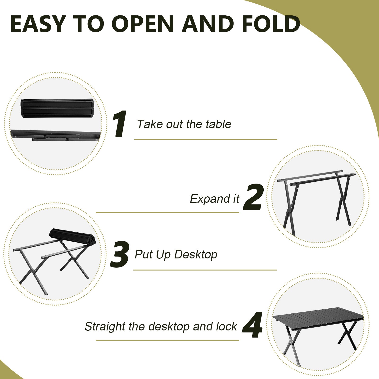 86cm Carbon Steel Camping Table Multifunctional Picnic Table Portable Table Folding Table