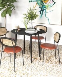 Folding Dining Table, Round Drop Leaf Kitchen Table For Small Spaces With Wood Legs, Black