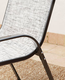 3 Pieces Bistro Set, Small Patio Furniture Set with Stackable Chairs and Glass Table for Backyard, Balcony, Gray