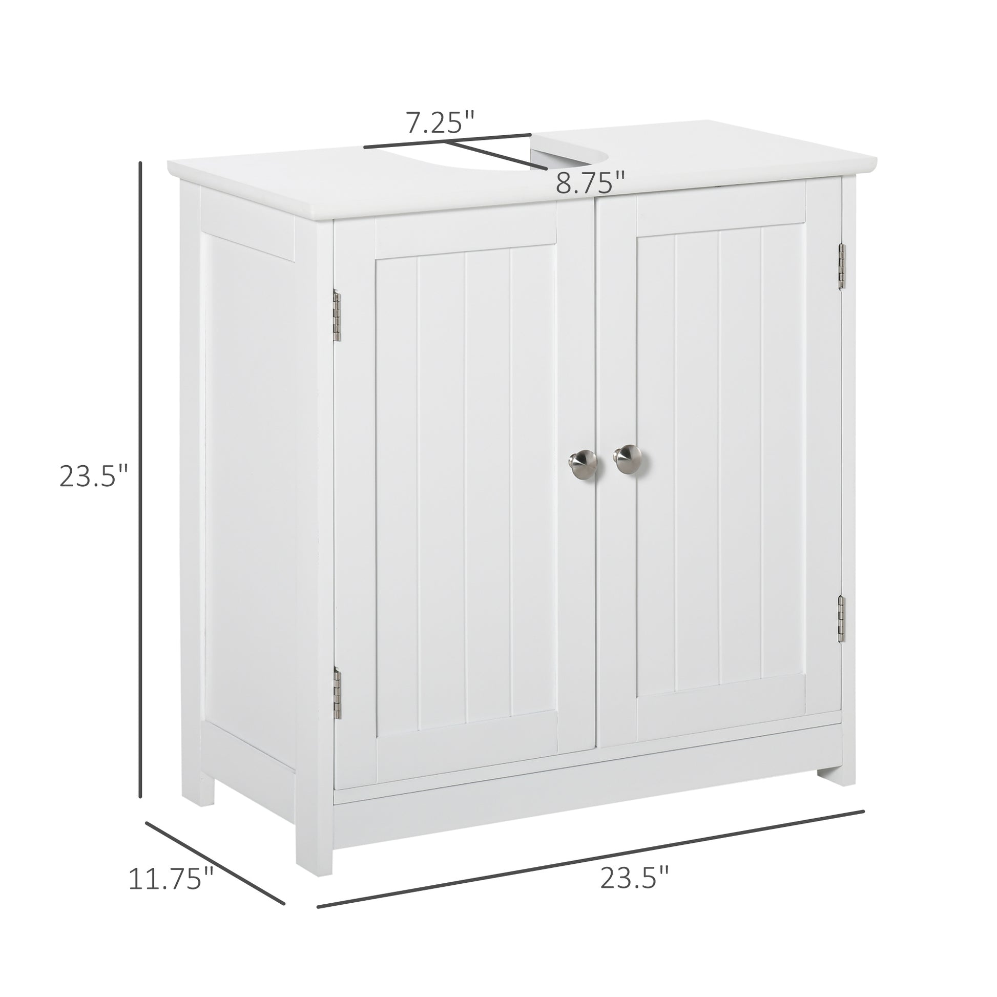 Bathroom Vanities, Bathroom Sink Cabinets With U-Shape Cut-Out And Adjustable Internal Shelf, White