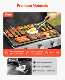Gas Griddle, 3-Burner Flat Top Grill, Propane Griddle With Wheels, Lid, 3 X 11000 BTU Outdoor Flat Top Grills For Pan-Frying, Grilling, Stir-Frying, & BBQ, Pulse Ignition, Removable Top Design