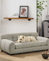Soft And Comfortable Pet Sofa With Backrest And Armrests, Suitable For Modern Rectangular Pet Sofas For Small And Medium-sized Dogs,-Beige