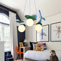 Nordic Modern Minimalist Log Airplane Chandelier Boys Girls Bedroom Led Pendant Lamp Creative Art Children's Room Lighting Decor