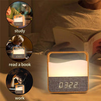 LED Night Light with Clock Digital Alarm Clock Rechargeable Bedside Lamp Dimmable Wake Up Light Table Clock 1500mAh Battery
