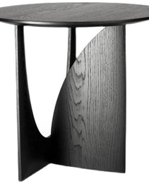Round Solid Wood Side Table Geometric Designer Corner Table Black Bedside Table