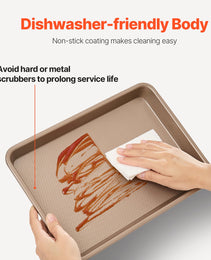 Baking Pan Set 3-Piece Nonstick Carbon Steel Bakeware Set With Silicone Handle