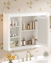 42 Wall Mounted Bathroom Storage Cabinet, Medicine Cabinet, Modern Bathroom Wall Cabinet With Mirror, Mirror Cabinet With 6 Open Shelves Not Include Bathroom Vanity