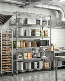 6 Tiers Storage Shelves Load 2100LBS, Metal Shelving Wire Metal Shelving Unit Shelves For Storage Adjustable Garage Shelving For Pantry Kitchen Garage Chrome 17.7  D X 47.3  W X 82.4  H