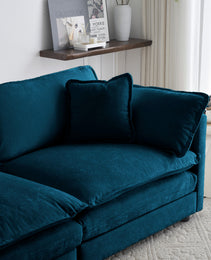 2 Seater Loveseat And Chair Set, 2 Piece Sofa & Chair Set, Loveseat And Accent Chair , 2-Piece Upholstered Chenille Sofa Living Room Couch Furniture1-2 Seat  ,Blue Chenille