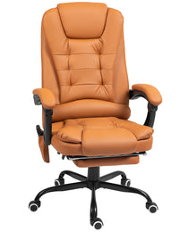 7-Point Vibrating Massage Office Chair High Back Massaging Office Desk Chair With Lumbar Support, Footrest, Light Brown