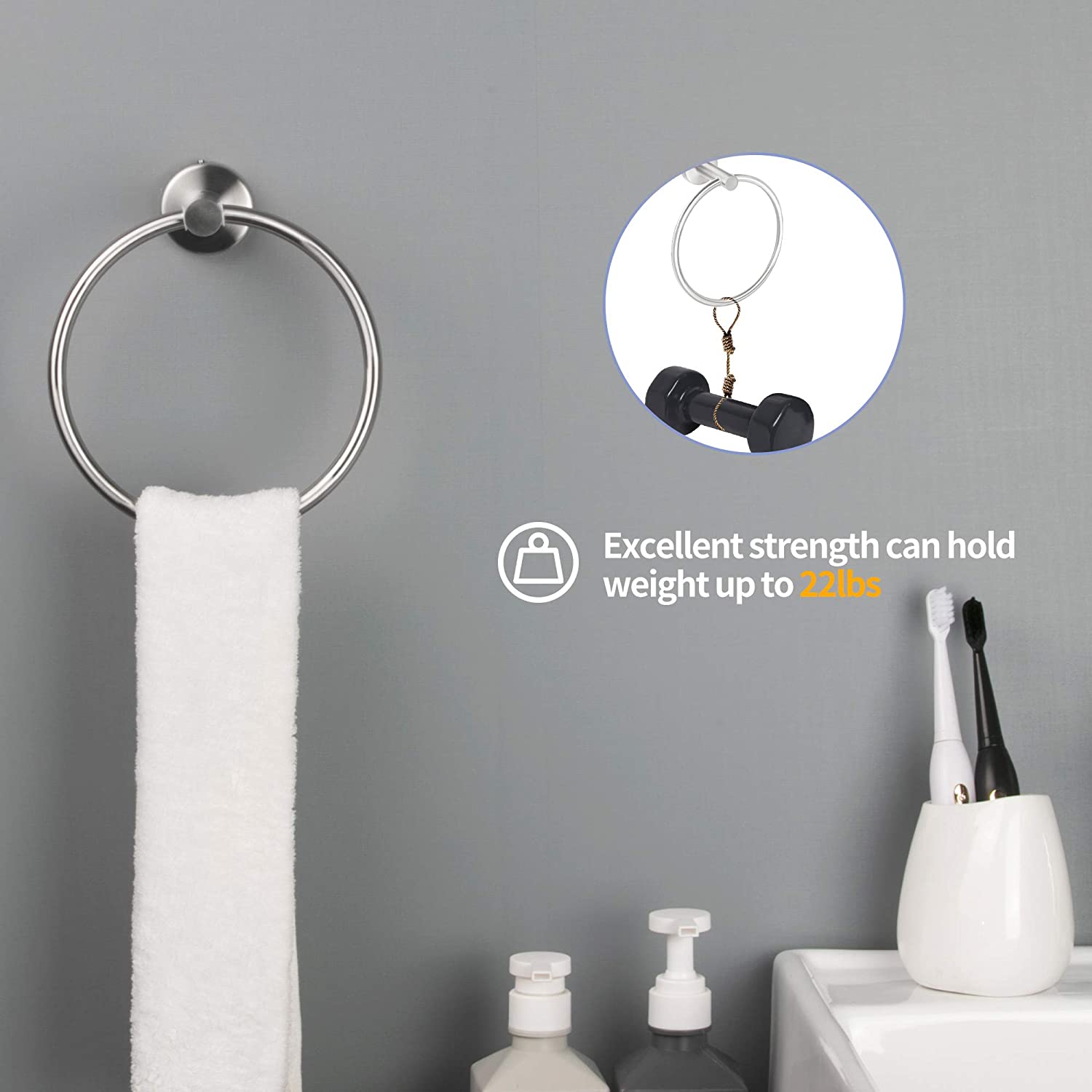6 Piece Stainless Steel Bathroom Towel Rack Set Wall Mount Brushed Nickel
