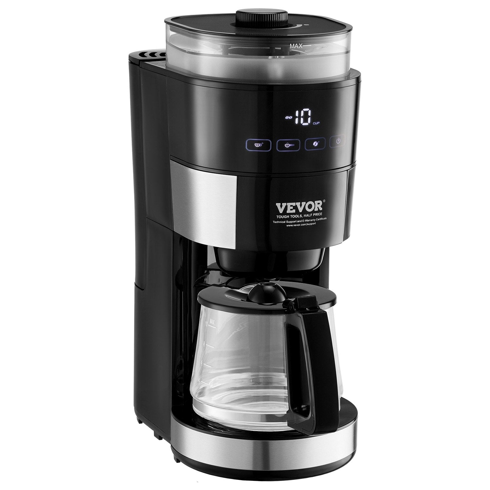 10-Cup Precision Drip Coffee Maker – 3 Brew Strength Modes & 1.5L High-Capacity Glass Carafe