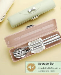 Travel Cutlery Set, 18/8 Stainless Steel Cutlery, Reusable Utensils Set With Case, Portable Silverware Lunch Box For Camping And Office