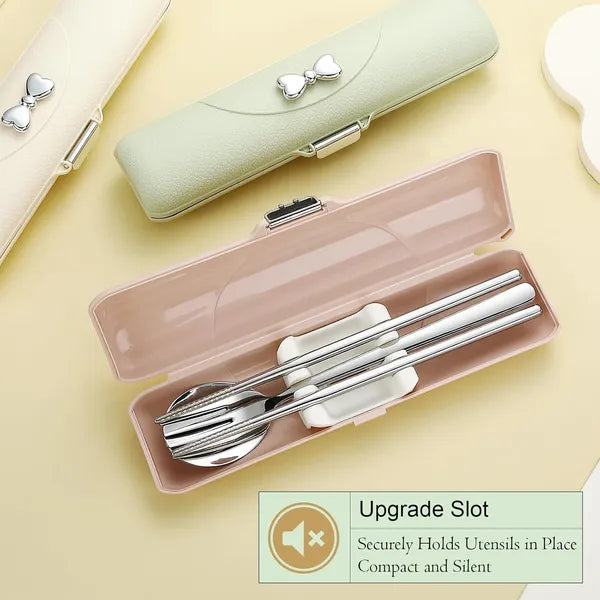 Travel Cutlery Set, 18/8 Stainless Steel Cutlery, Reusable Utensils Set With Case, Portable Silverware Lunch Box For Camping And Office