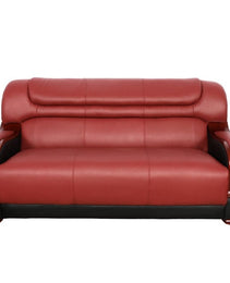 Pickup Only--Black & Red Genuine Cow Leather 3-Piece Couch Living Room Sofa Set