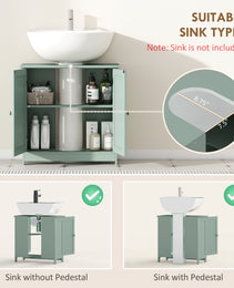 Bathroom Vanity Cabinet, Under Sink Bathroom Cabinet with 2 Doors and Adjustable Shelf, Dark Green