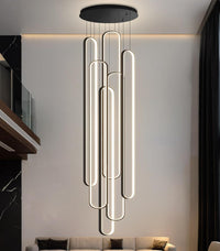 Modern LED Chandeliers for Foyer Entryway High Ceiling Long Staircase Chandeliers Dimmable Dimmable Flush Mount High Villa Foyer 2700K-6000K