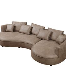 128.74 Inch Modern Sectional Curved Sofa Couch For Living Room,Leathaire Upholstered 5-Seat Sofa Couch, Technology Cloth Couch Set For Apartment Office,Brown