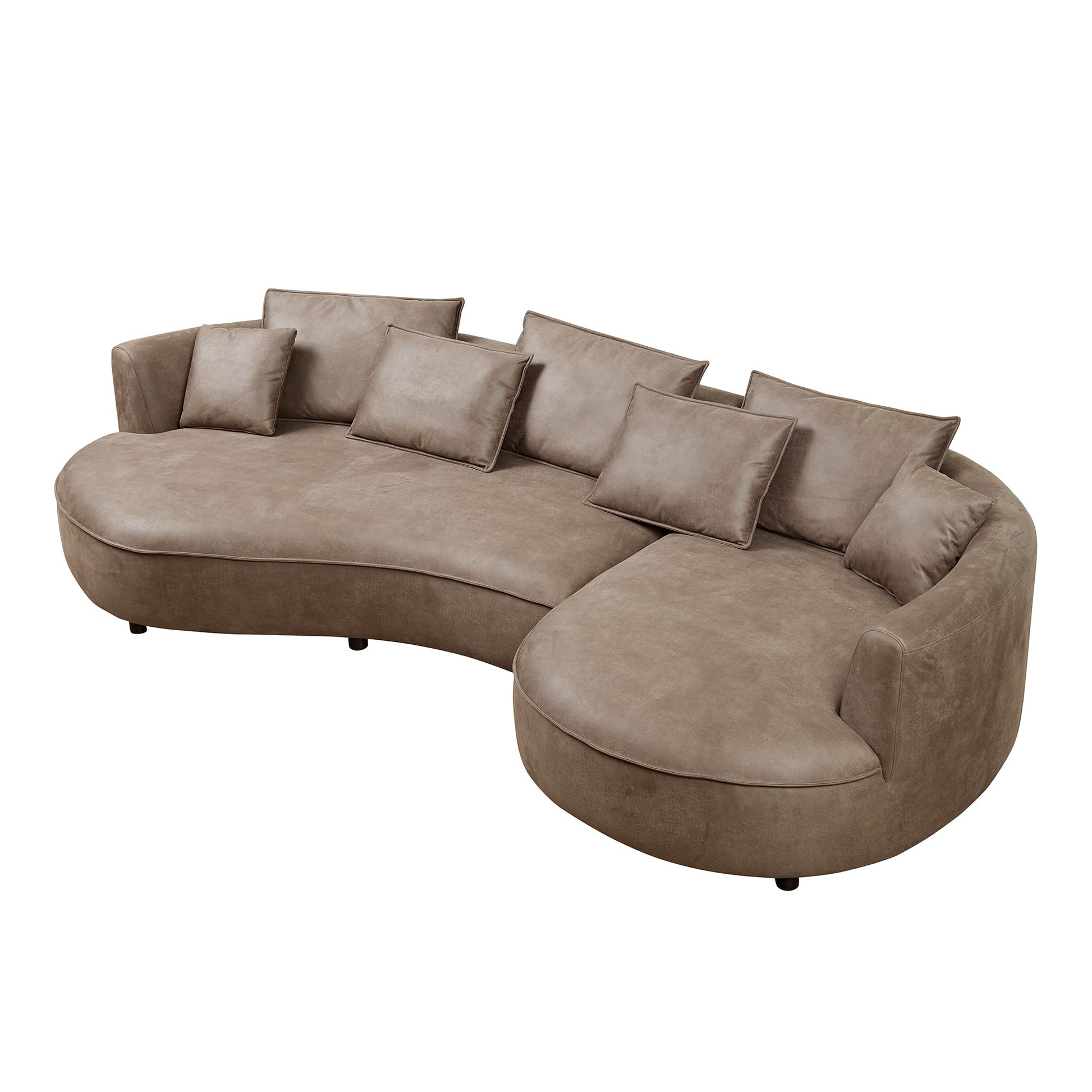 128.74 Inch Modern Sectional Curved Sofa Couch For Living Room,Leathaire Upholstered 5-Seat Sofa Couch, Technology Cloth Couch Set For Apartment Office,Brown