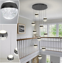 Modern Crystal Pendant Lighting Gold Globe Pendant Light Fixture, Mid Century Chandelier 3-Light Hanging Fixture for Kitchen Island,Globe Chandeliers for Dinning Room Bedroom