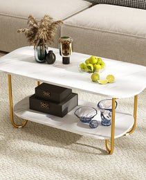 Modern 2-tier Faux Marble Top Coffee Table