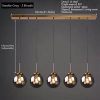 Modern Luxury Metal Chandelier Nordic Creative LED Glass Pendant Lamp Living Room Dining Room Bedside Simple Small Hanging Lamp