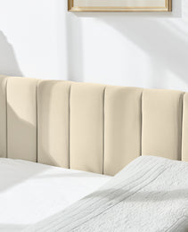 Full Size Upholstered Tufted Bed Frame, Sofa Bed Frame With Comfortable Backrest And Armrests, Full Size Bed For Bedroom, Living Room,Velvet-Beige 81x60x29.5