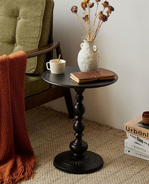 Metal Round Side Table Vintage End Table Small Accent Pedestal Table Nightstand