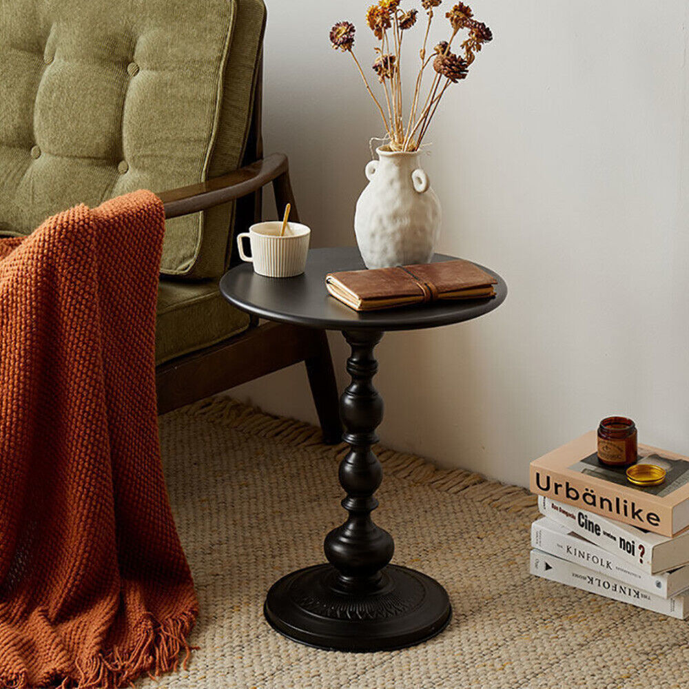 Metal Round Side Table Vintage End Table Small Accent Pedestal Table Nightstand