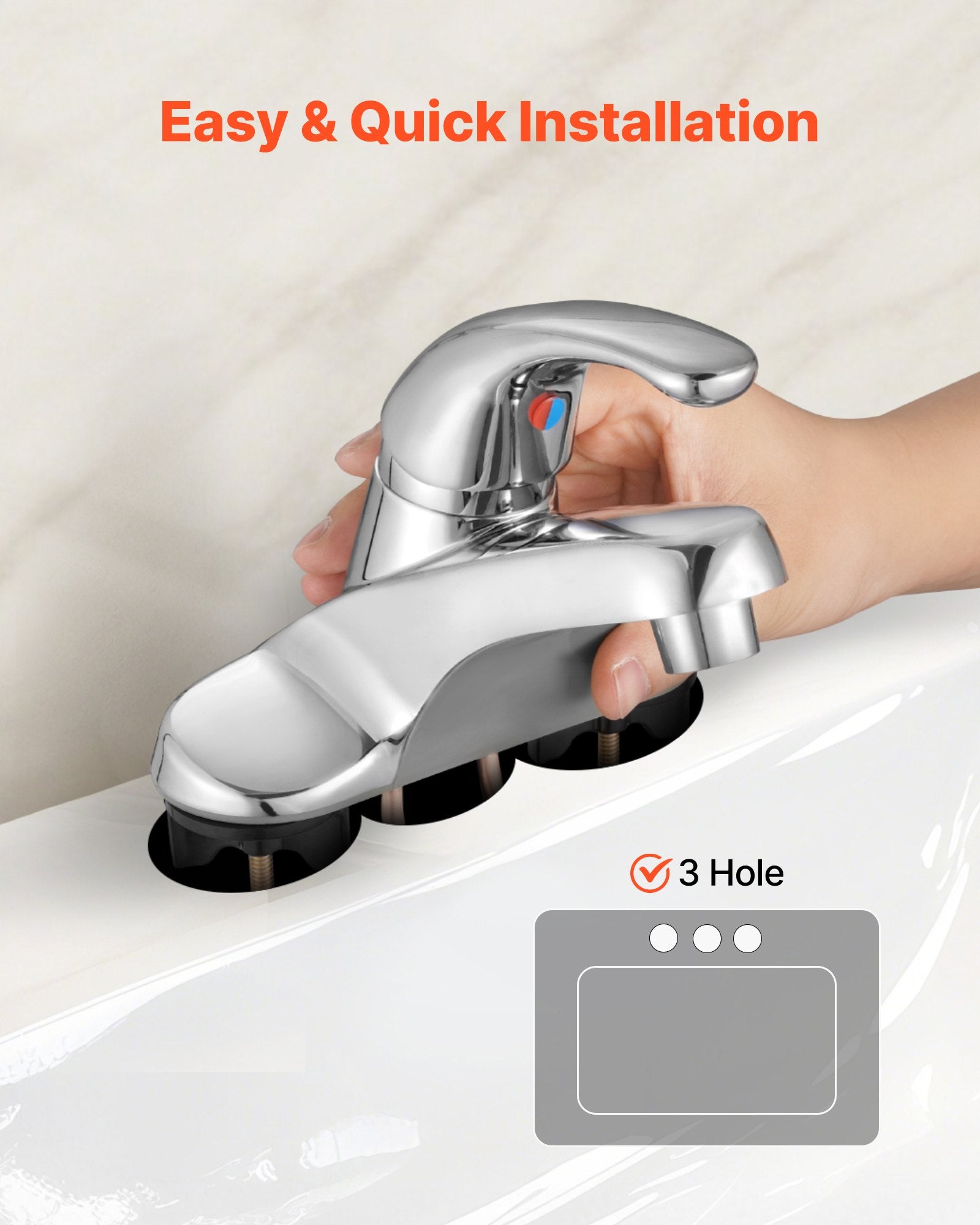 Single Handle Sink Faucet, Chrome-Plated Silver Single Handle Bathroom Faucet, Kitchen Water Faucets With Overflow 1 Or 3 Hole, Suitable For Bathroom, RV, Bar Sink, Public Restroom, Press-Type