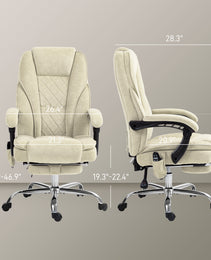 Massage Office Chair, Heated Reclining Computer Chair with Adjustable Height and Footrest, Beige