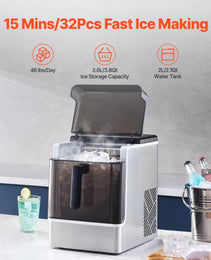 Portable Countertop Ice Maker 50Lbs 24H Self-Cleaning With 3 Sizes Ice Cube